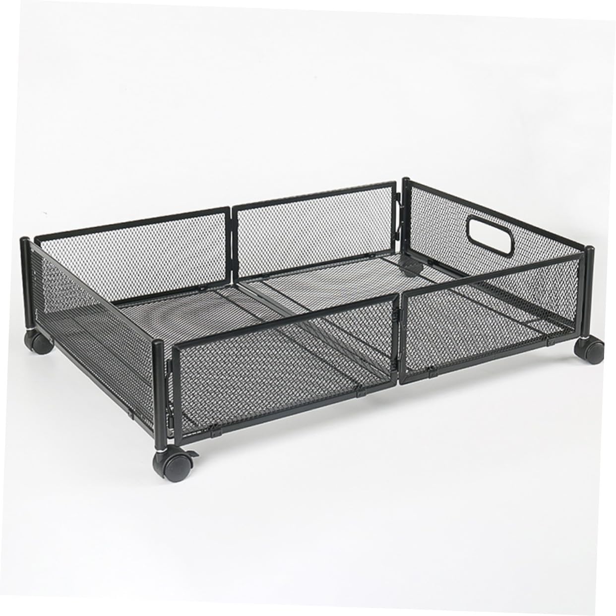 Foldable Under Bed Storage with Wheels Stainless Steel Space-saving Organizer for Clothes and Blankets Large Capacity Underbed Storage Rack for Bedroom and Sofa Black Flat Design