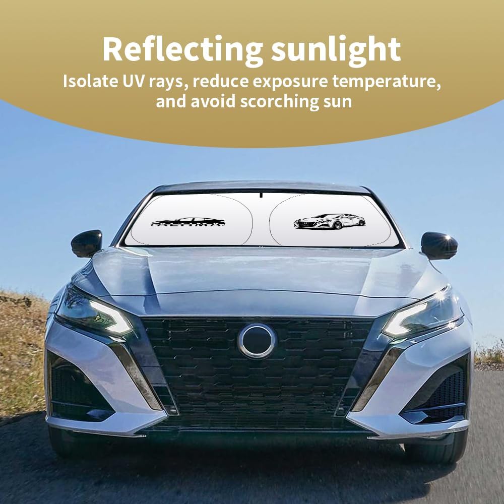 Windshield Sunshade Custom Fit for Altima 2019-present Foldable SUV Front Sun Shield Protector Max UV Blocking and Keep The Vehicle Cool