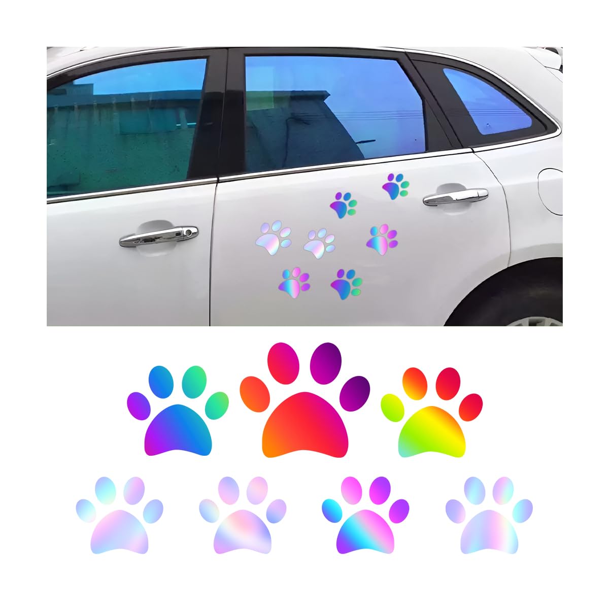 2 Adesivi Riflettenti Per Auto Con Impronte Di Zampe Di Cane, Segnale Di Sicurezza Visibile Fino A 985 Metri, Vinile