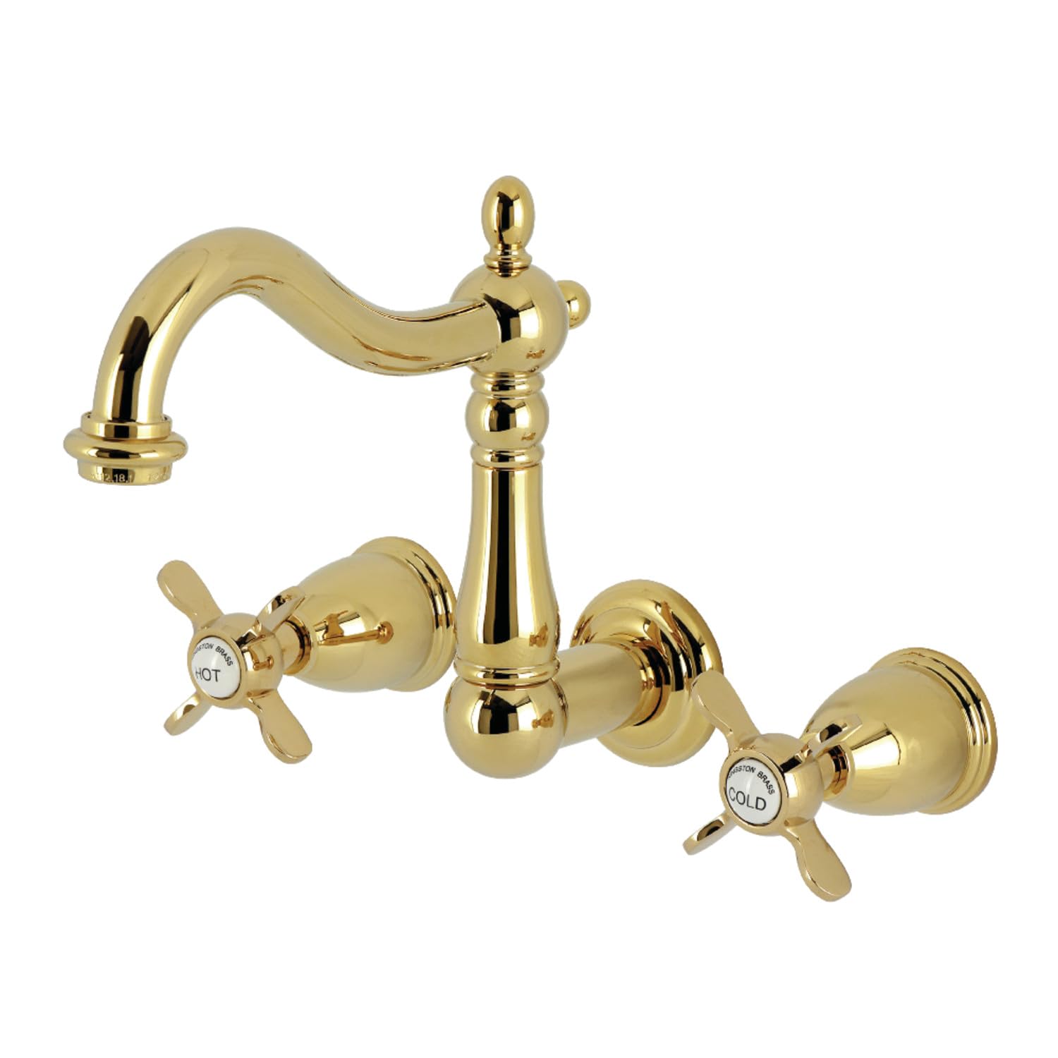 Robinet mural Kingston Brass KS1252BEX double poignée Essex laiton poli