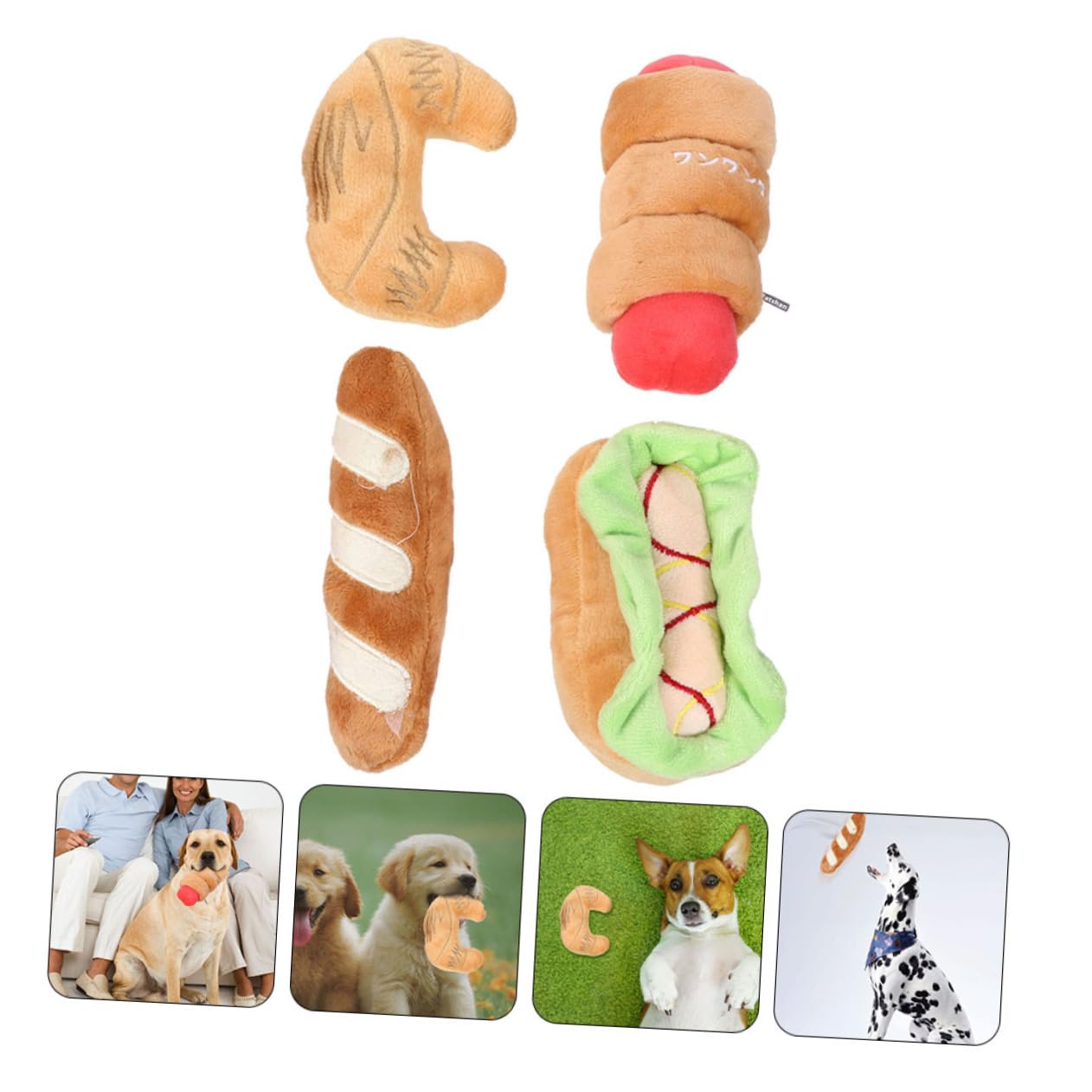 YARNOW 12pièces Jouets Peluche Squeak pour Chiens Et Jouets Molarisés Résistants pour Chiots De Hamburger Saucisse Jambon