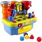 Yiosion Musical Learning Tool Workbench Toys for 1 Year Old Boy, One Year Old Boy Gifts, Toddler Tool Bench with Shape Sorter