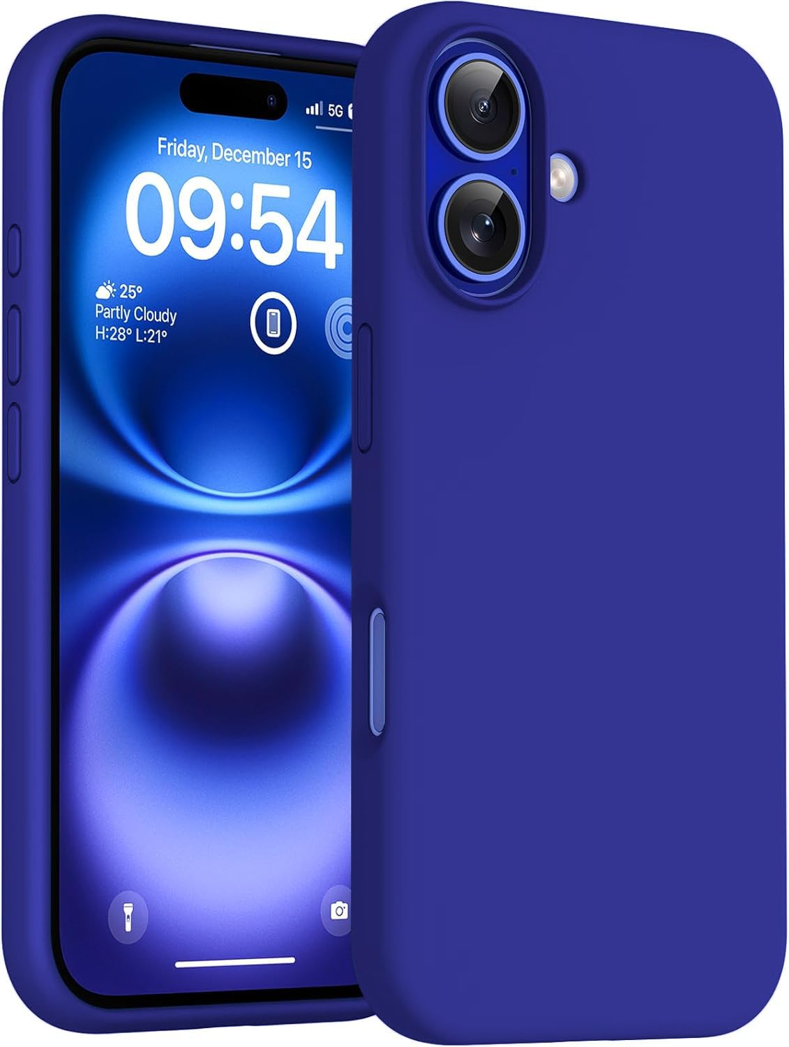 DIZORO Compatible for iPhone 16 Case 6.1, Slim Liquid Silicone 3 Layers Full Covered Soft Gel Rubber Phone Case Protective Cover 6.1 Inch - Ultramarine.-image-39