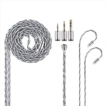 NICEHCK BlueLuna Earphone Cable Silver-Plated OFC Oxygen-Free Copper 0.78mm 2Pin Connector 3.5mm 2.5mm 4.4mm Replaceable Plug hifi Cable with Himalaya Cable Replacement Cable Metal Connector