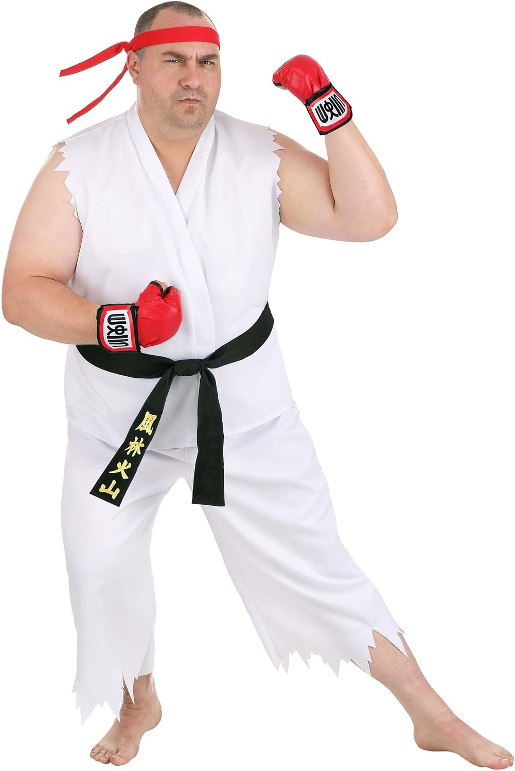 Men's Plus Size Street Fighter Ryu Costume - Tunic, Pants, Belt, Headband & Gloves, Officially Licensed