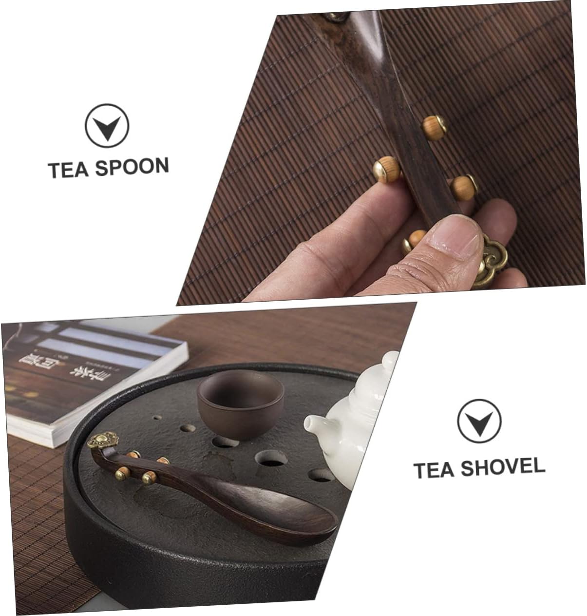 SOLUSTRE Wooden Tea Scoop Traditional Pipa Shape Tea Making Tool Coffee Flour Kitchen Use Smooth Surface Safe Design