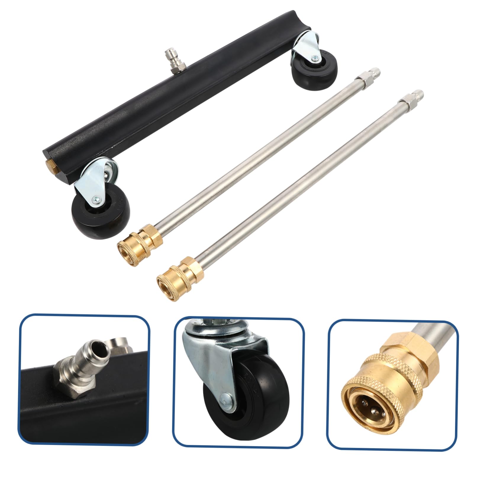 Hemobllo Cepillo para Hidrolavadora de Chasis Liberación Rápida 1/4 | Acero Inoxidable y Latón, Negro, Limpieza de Suelo y Bastidor de Coche, Remolque y Vehículo Comercial