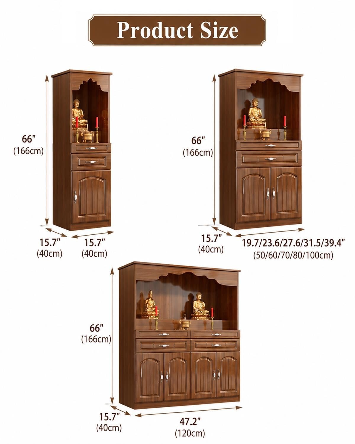 Meuble-autel/Pooja Mandir pour La Maison : Meuble avec Plateau Coulissant pour Les Rituels, Idéal pour La Prière Quotidienne, L'encens Et Les Offrandes