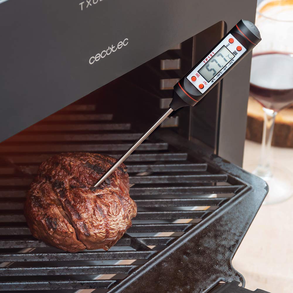 Cecotec Forno per Arrosti Txuletaco 8000 Inferno. 2200W, Griglia in ghisa, Vassoio in pietra per pizze, 2 Teglie raccolta del grasso,temperatura fino 850º, Termometro cucina digitale incluso