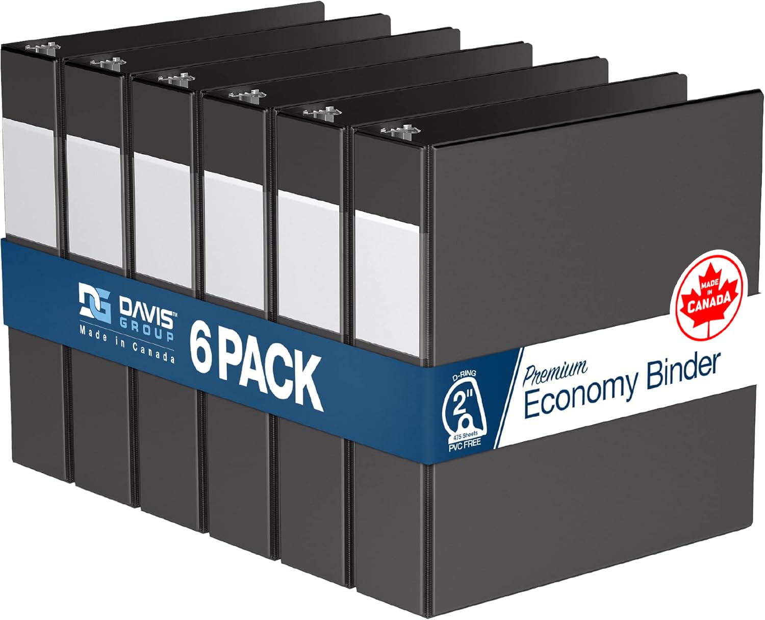 Premium Economy 6-Pack 3-Ring Binders for School or Office, D-Ring Binders, 2 Inch, Black