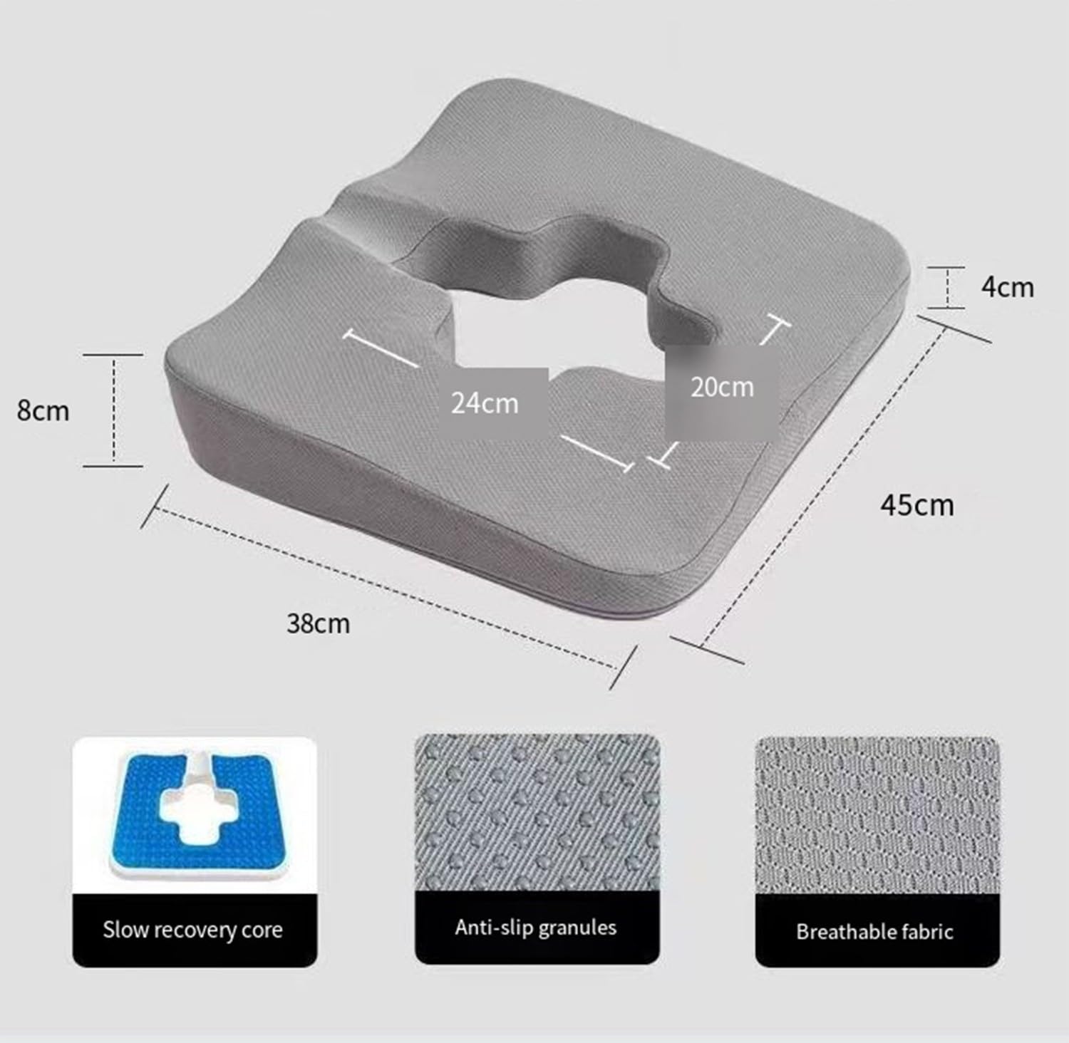 FUELIX Cojin Antiescaras para Sillon Cojin Viscoelastico Cojin Coxis Ortopedico Cojin Hemorroides Almohada De Alivio De Presión De Fibra Respira Libremente para Ancianos, Postrados A