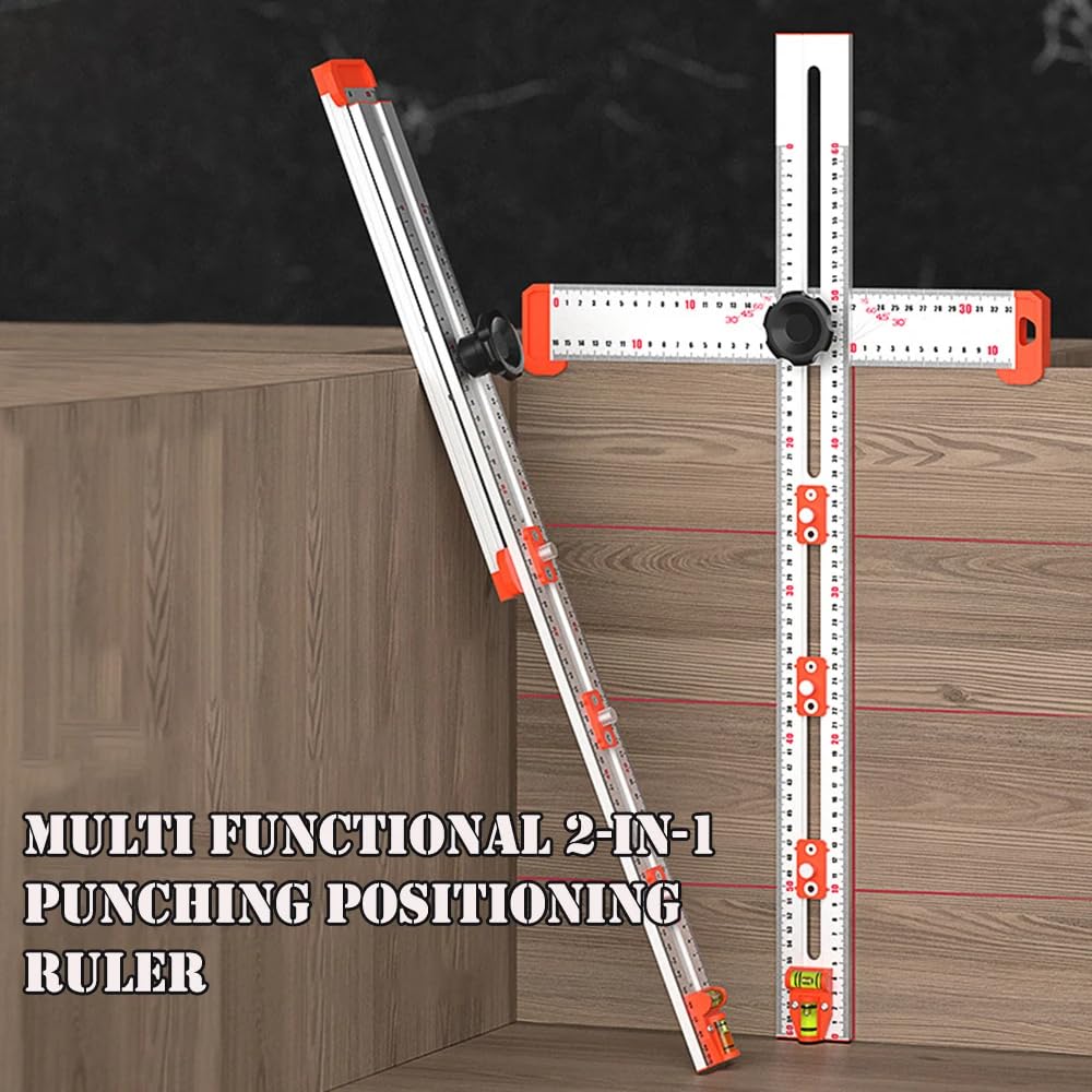 Tofelf 4-in-1 boorpositioneringsliniaal, aluminiumlegering T-liniaal Tofelf 4-in-1 boorpositioneringsliniaal, aluminiumlegering T-liniaal