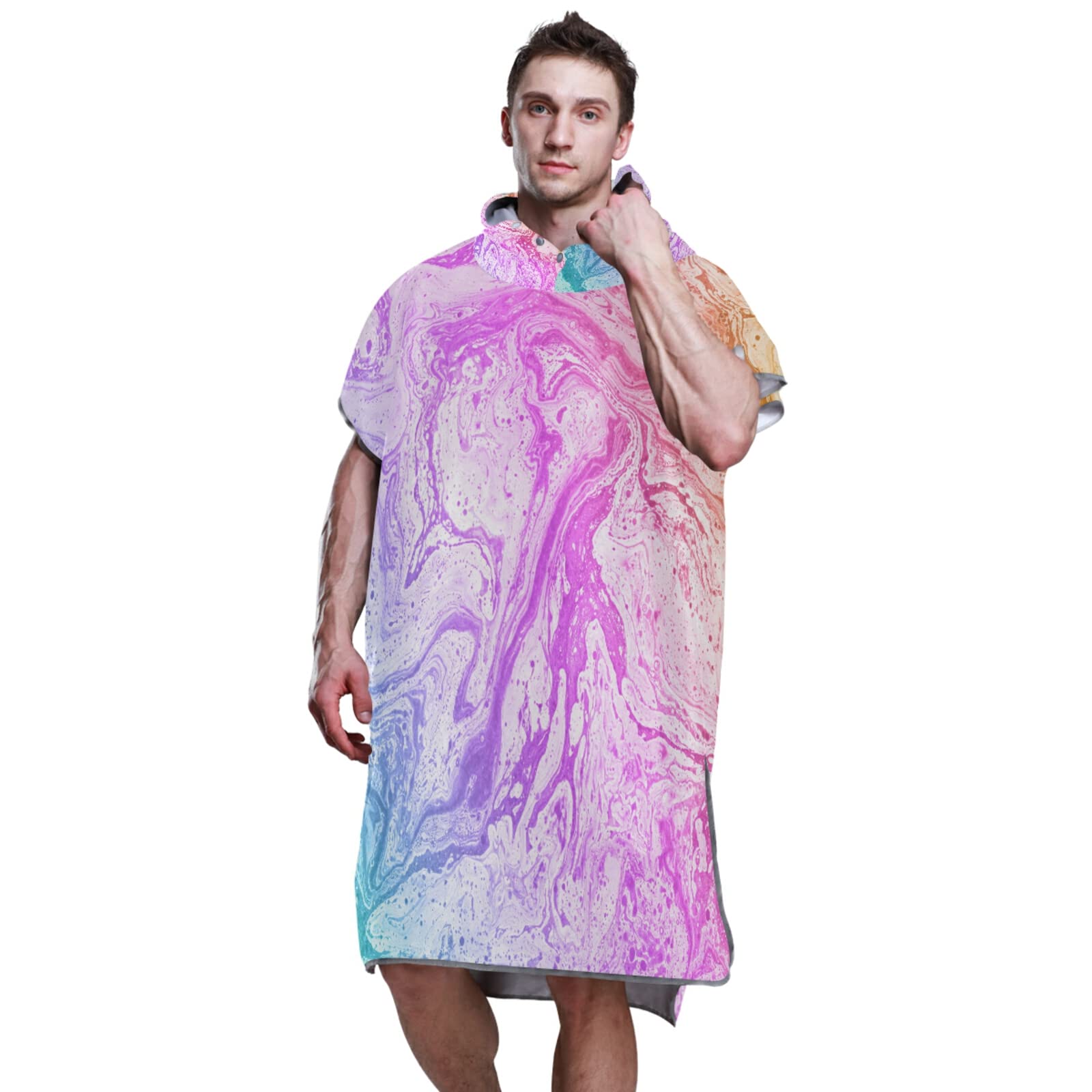 Poncho de surf coloré avec capuche et poche, séchage rapide, en microfibre, pour le bain, la plage, l'extérieur