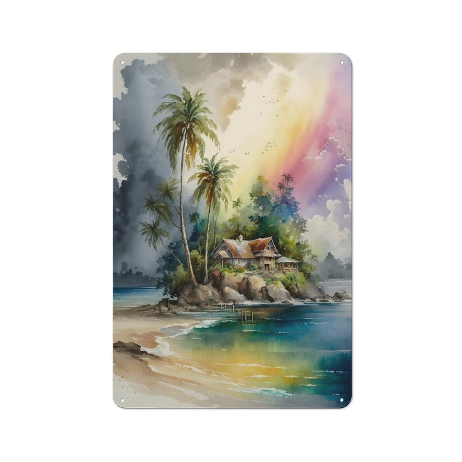 Junmoney Coconut In Island For Lounge Or Reading Corner, Vintage Metal Sign 30X20cm, For Cooler-Season Styling In Lounge And Reading Corner