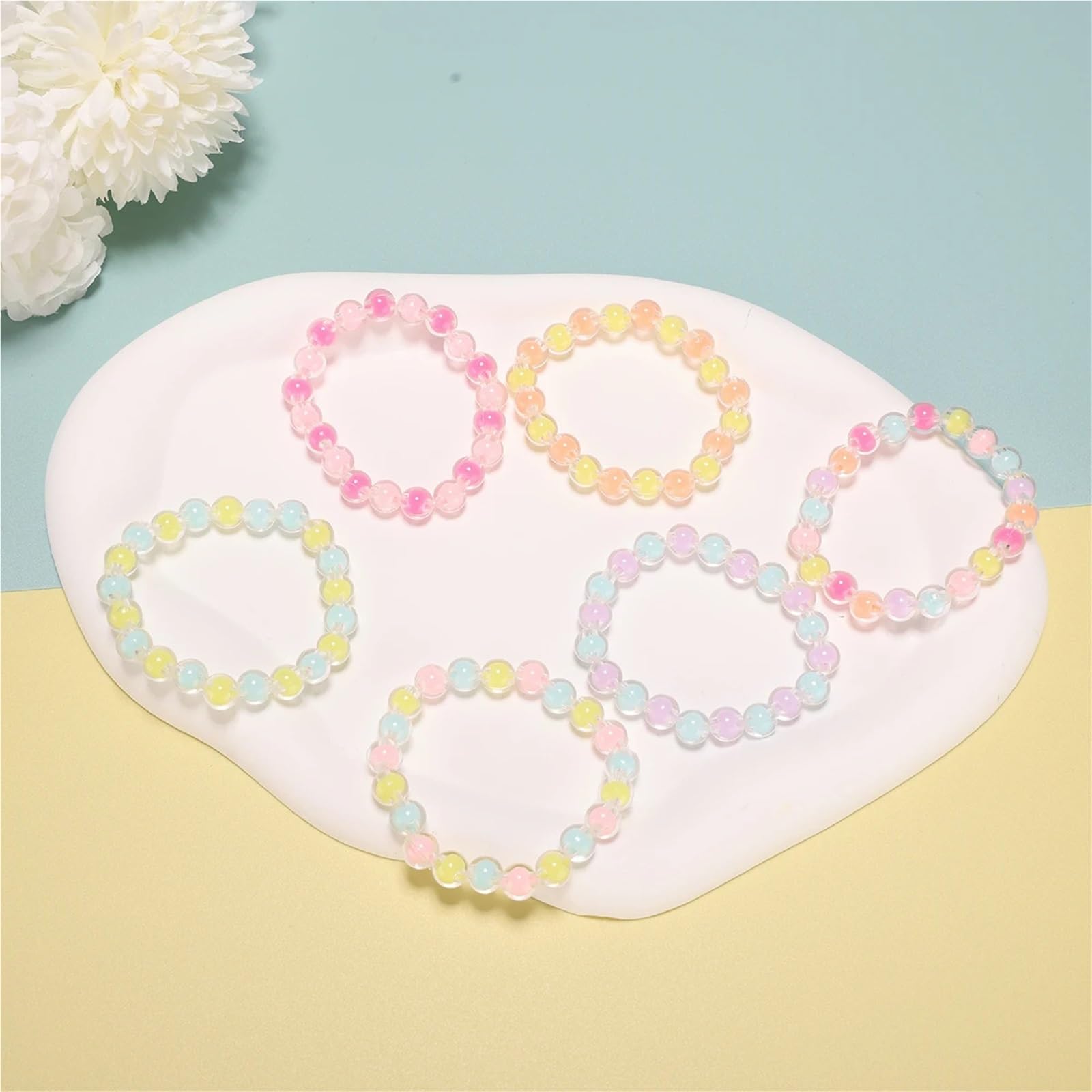 Milchglas-Rocailles, 2 Boxen, 8 mm, runde Perlen, Armbandherstellungs-Set, Marmor, loser türkisfarbener Seestern für Frauen, Ohrringe (ZZ66-A)