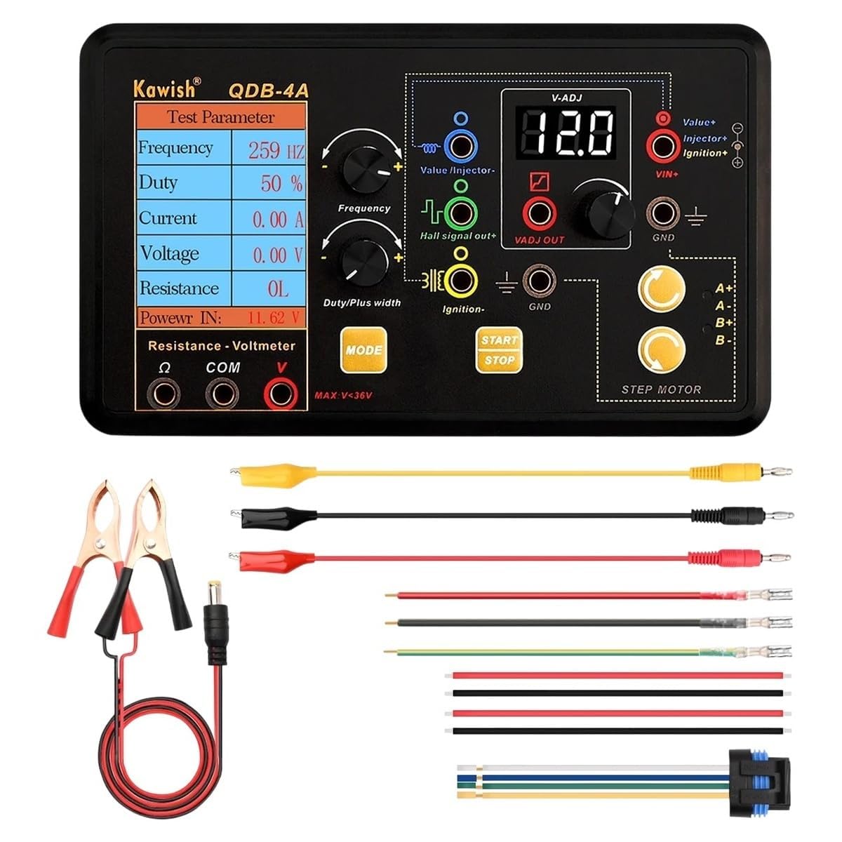 QDB-4A - Probador de bobina de encendido, 12 V, probador de bobina de encendido para automóvil, detector de fallos de coche, para válvulas solenoides de prueba, instrumento de motor paso a paso en