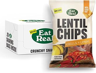 Lentil Chips, Chilli & Lemon, 10 X 95g, Gluten-Free Crisps Multipack, Vegan-Friendly, Healthy Snacks, 30% Less Fat