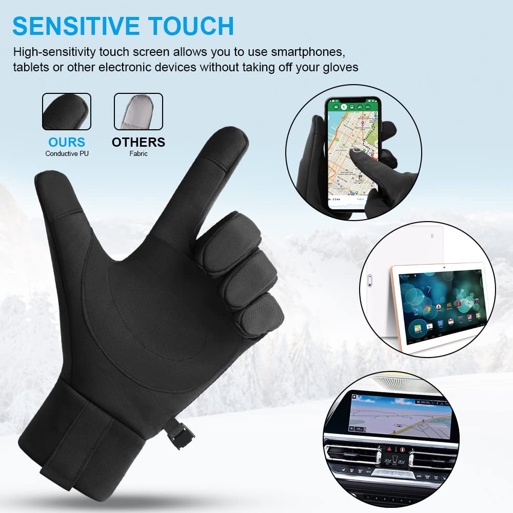 flintronic Guanti Invernali Ciclismo Uomo Donna-Touch Screen Pile Polare, Antivento, Impermeabile e Antiscivolo Tenere Caldo Unisex Guanto per Trekking/Sport Scooter/Bici/Moto/Mtb Corsa/Sci(L,XL)