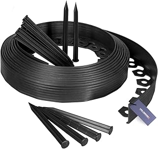 HOLZBRINK Rasenkante Wurzelsperre Flexibles PVC Band inkl. 20 Anker, Höhe 55mm, Länge: 10m, HRK02-60