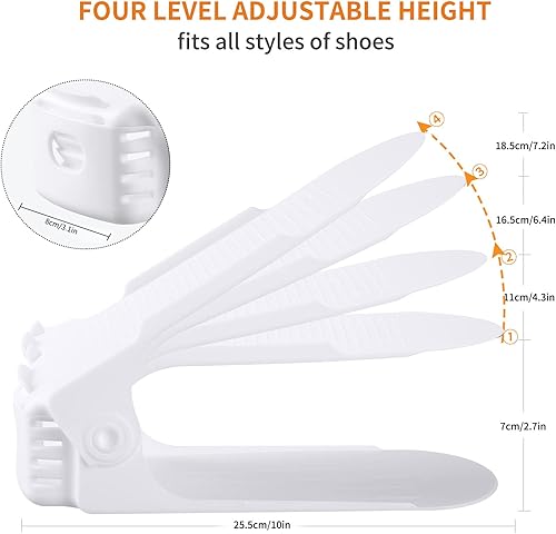 Miniatura 5 de Antigo Organizador de ranuras para zapatos, 20 unidades, apilador de zapatos ajustable para organización del armario, soporte para zapatos de doble
