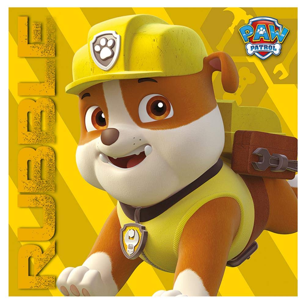 Pyramid International "Paw Patrol Rubble on the Double Canvas Print, Multi-Colour, 40 x 40 x 1.3 cm