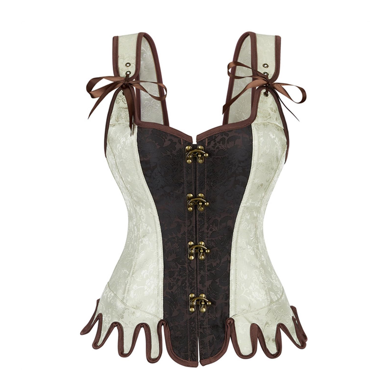 MICFENY Floral Waist Cincher Corset Adjustable Boned Structure Victorian Lingerie Costume Accessory