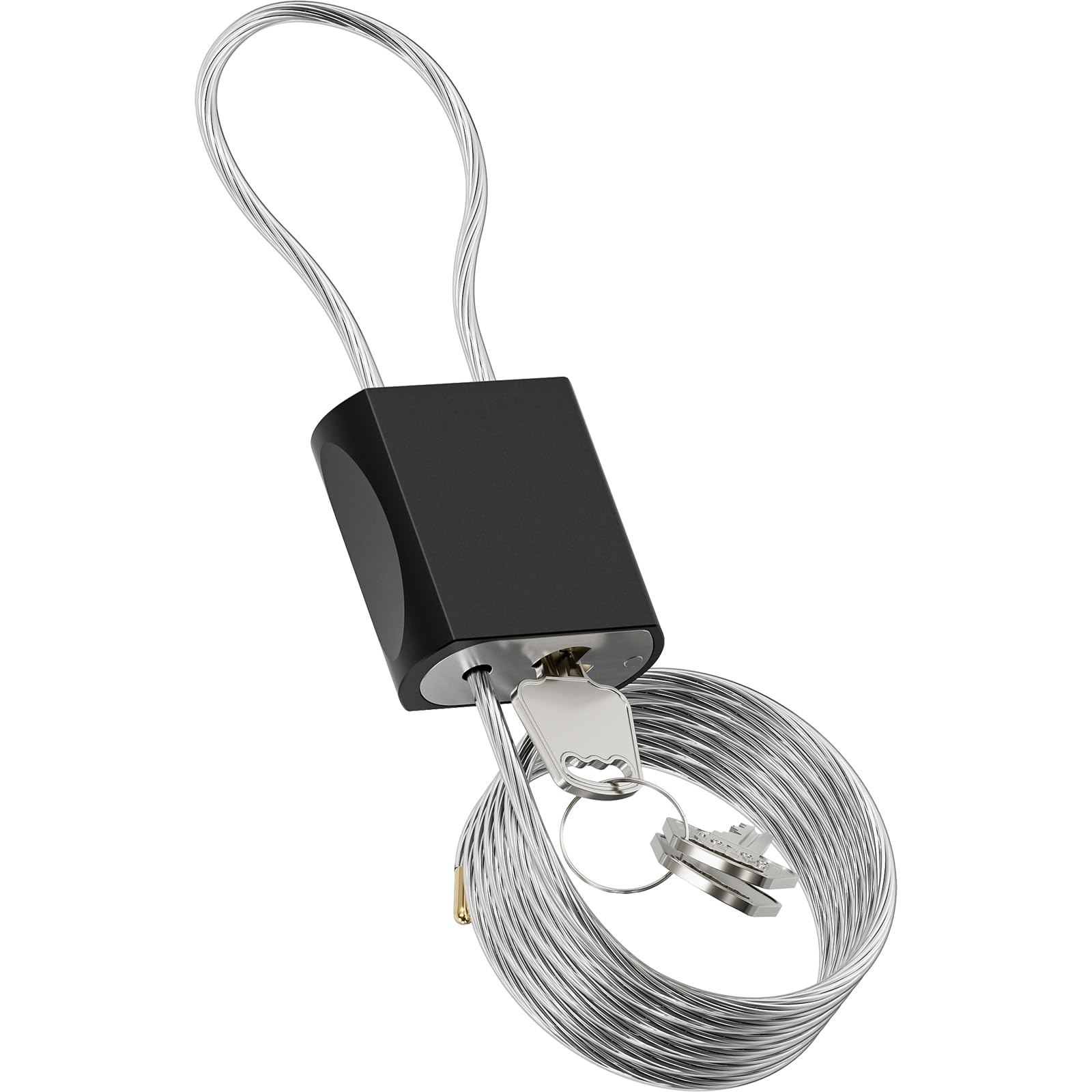 Cable Padlock Free Adjustable Lock 3 Keys, 6.56ft/2m Black