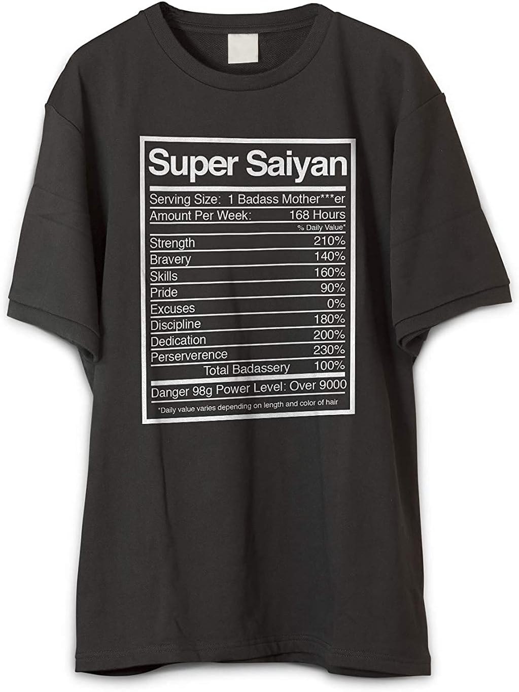 Revel ShoreSuper Saiyan Nutrition Label Funny Anime Shirt