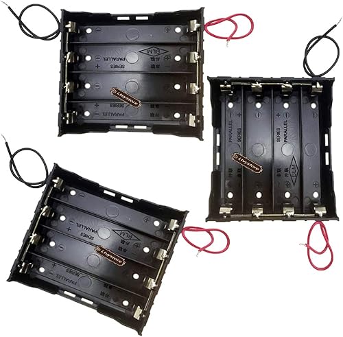 Soporte para batería 18650, 3 piezas, 4 ranuras x 3.7 V, 14.8 voltios, caja de almacenamiento de batería de bricolaje, en paralelo caja de baterías