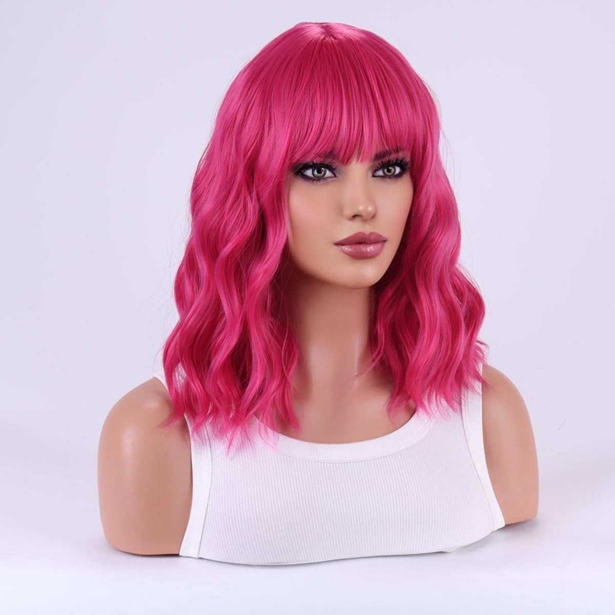 Amazon.com: MAGQOO Hot Pink Wigs for Women Magenta Wig Hot  display picture 1