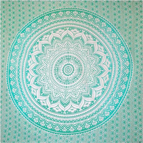 BRICOMIRAS Tapiz de Playa Grande antiarena con diseños Mandala | Ideal como Manta, Pareo y Toalla Grande para la Playa o Piscina | Espaciosa y Repelente a la Arena (1x Verde)
