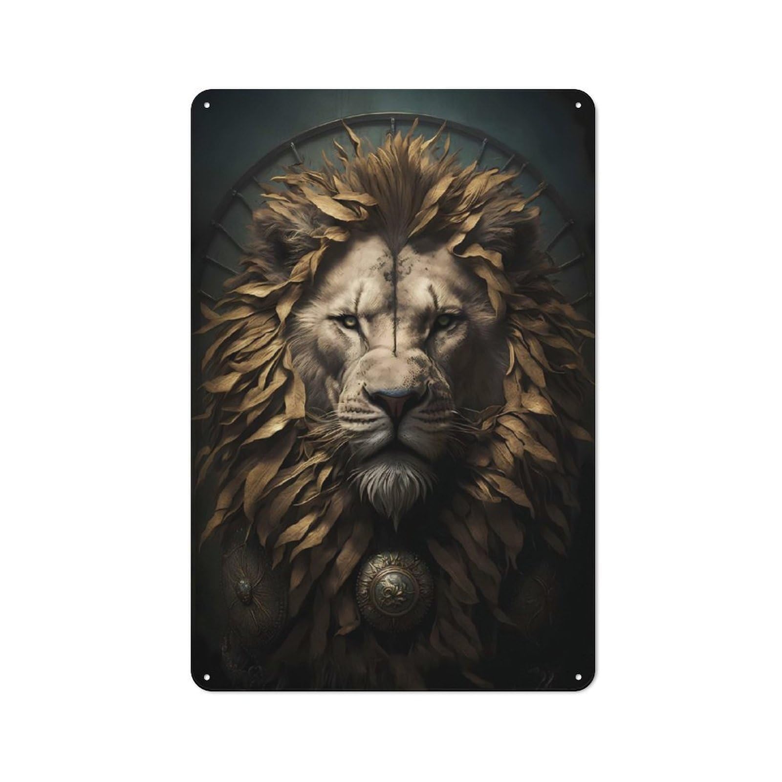 Lion Fairy Tale Rustic Tin Sign 30x20cm for Café Or Home Bar, Suited to Hospitality Decor Collectors