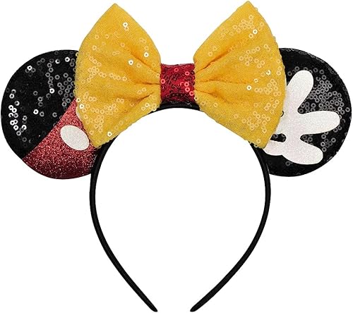 FANYITY - Orejas de ratón, diadema con orejas de ratón y lentejuelas para niños, niñas y mujeres, disfraz de princesa, Cosplay, decoración para