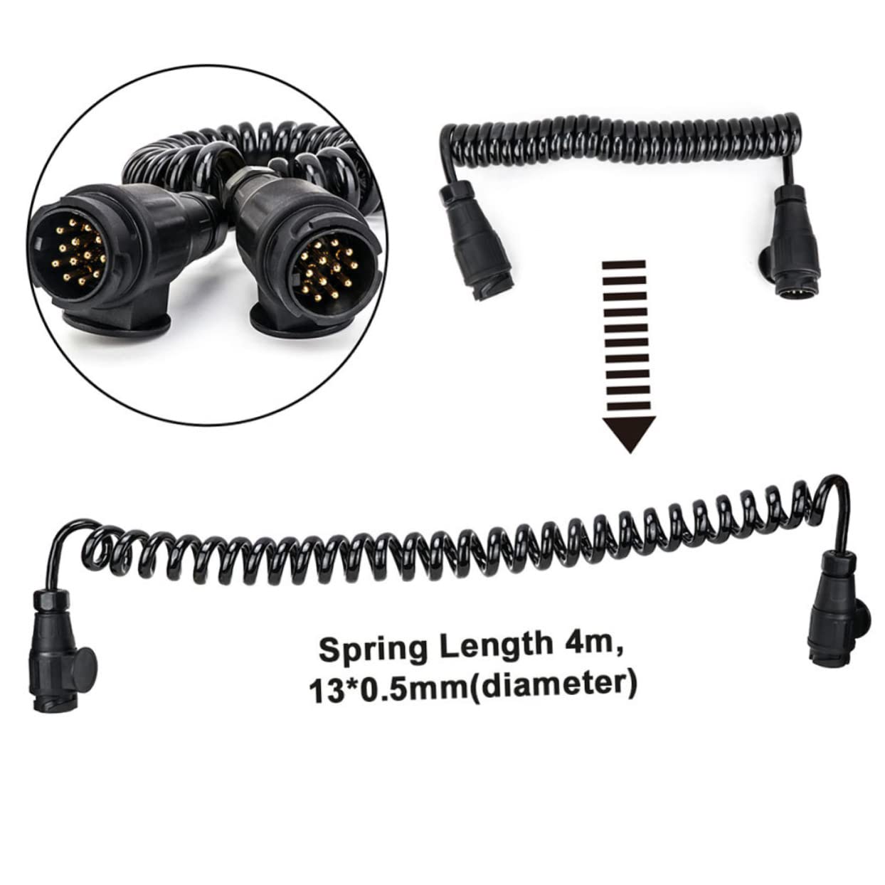 Negro Conector de Vías de 13 Remolque para Vehículo