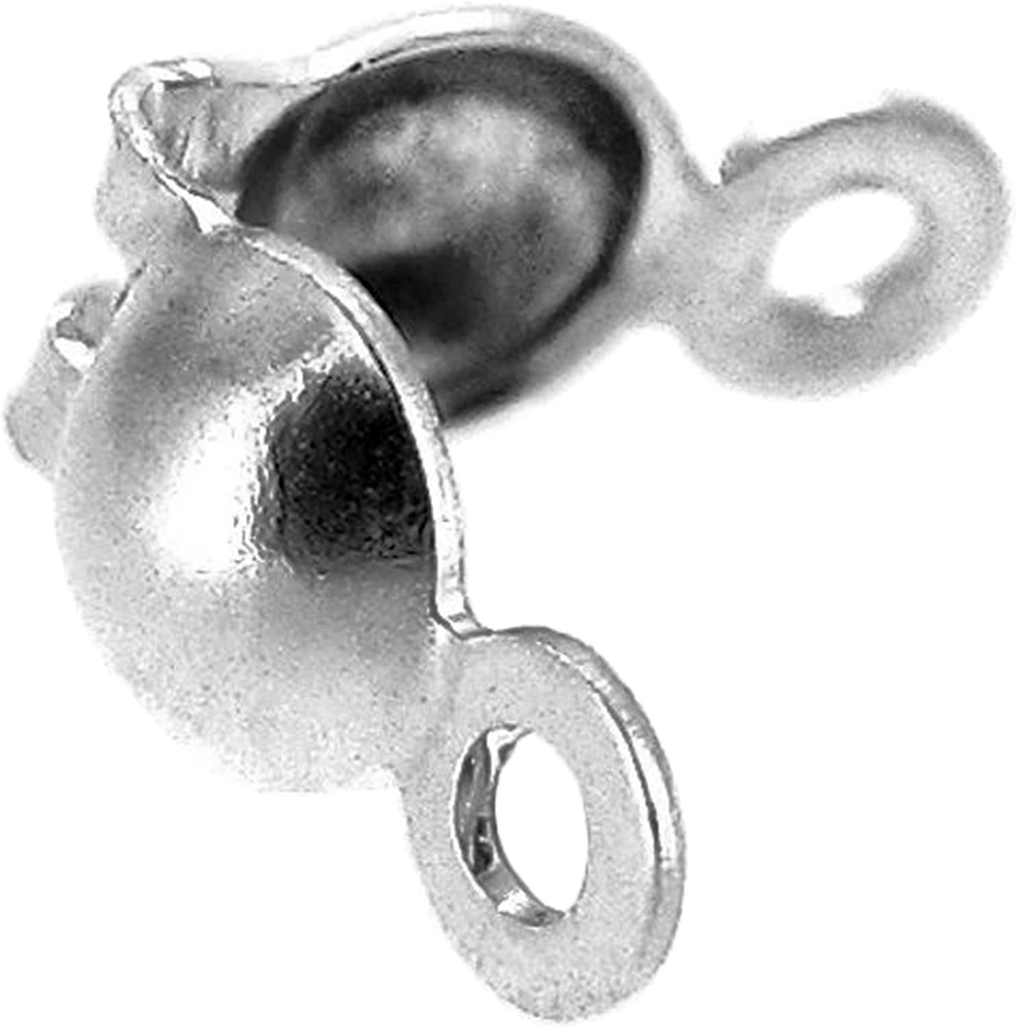 10 pcs .925 Sterling Silver Tip Secure Clamshell Fold-over Knot Cover Bead 3.5mm / Findings/Bright