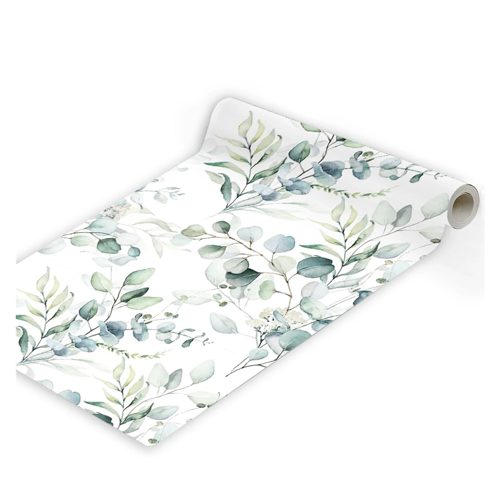 ITRHJTGP Wallpaper Green Leaves Peel and Stick Wallpaper Green/White Eucalyptus Leaf Floral Self Adhesive Wall Mural Home Nursery Decor(6mx45cm)