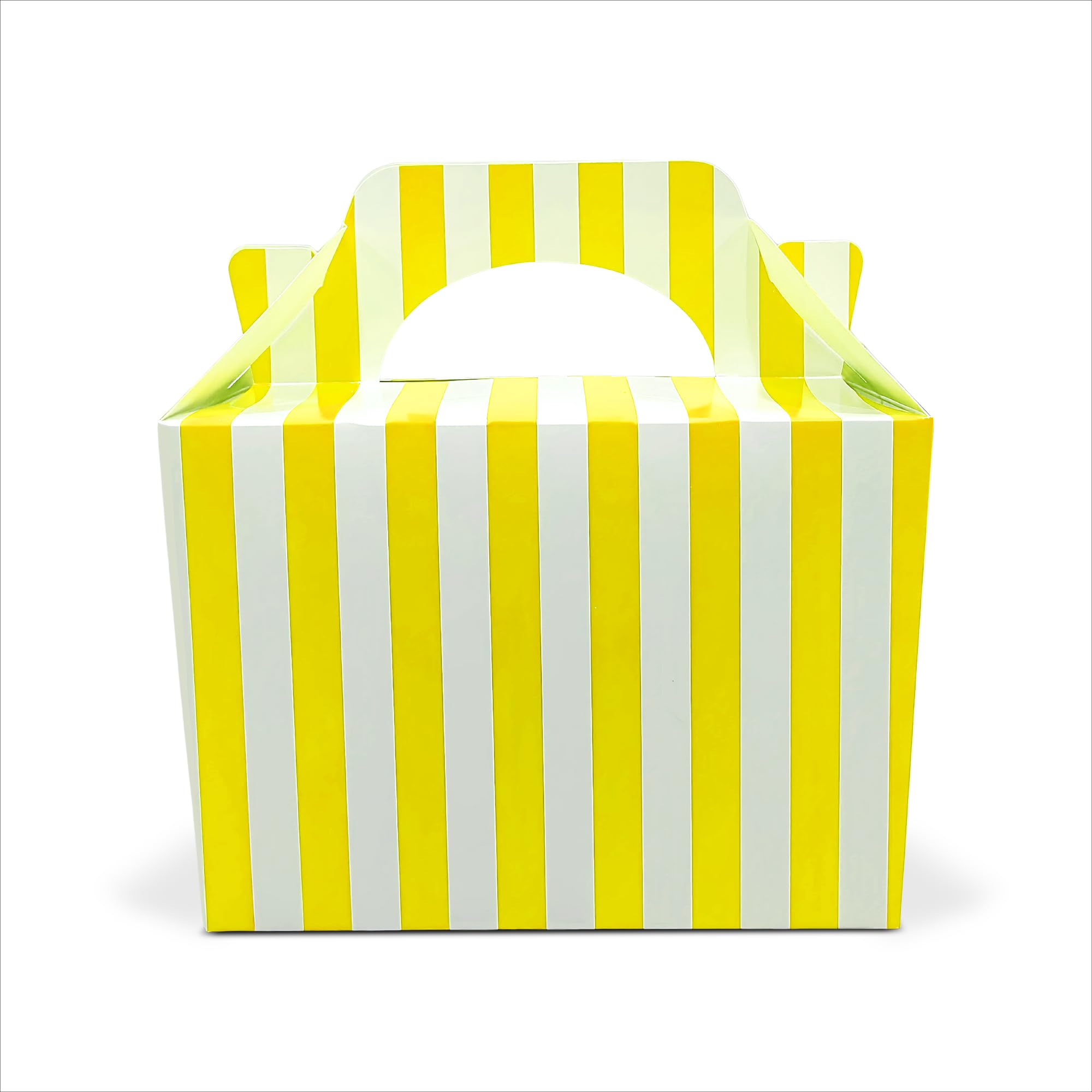 Lotus 10 x Stripe Design Children/Kids Party Boxes Carry Food Meal Fun Picnic Birthday Wedding Favour/Baby Shower Party Halloween Trick or Treat Box Loot Bag (Yellow) โ image 1