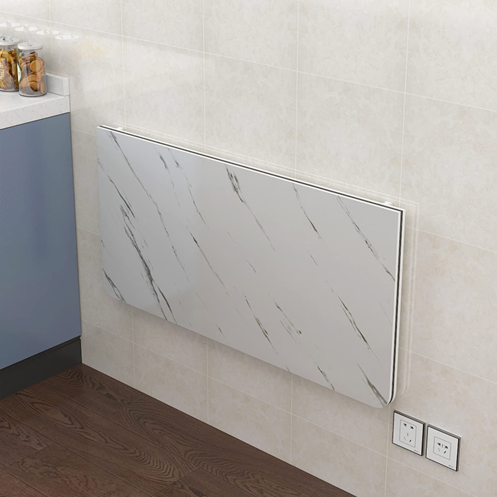 Table pliante murale effet marbre blanc JATIBOSH au style esthétique avancée