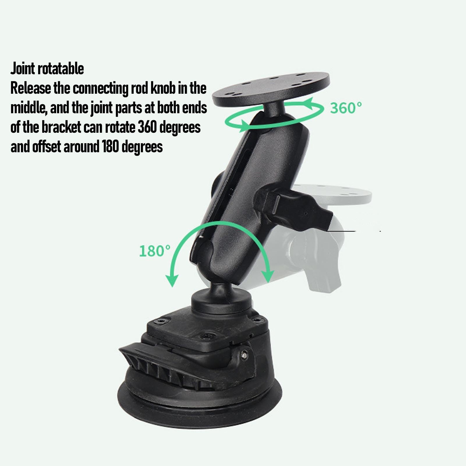 Ventosa de doble bola para coche, soporte de teléfono ajustable para coche, soporte giratorio universal de 360 ° con base de succión fuerte