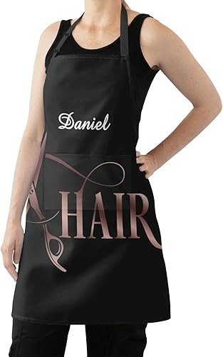 Miniatura 5 de MakeUnique Tijeras de peluquería personalizados para mujeres y hombres, delantales de peluquería de belleza con bolsillos, MultiColor1