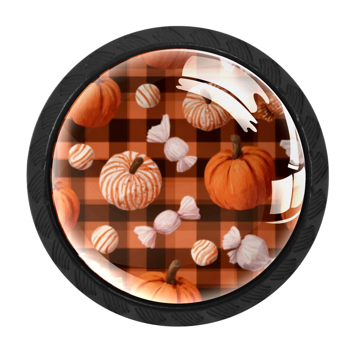 HEOEH 4 PCS Cabinet Knobs, Pumpkin Candy Drawer Knobs Dresser Handles