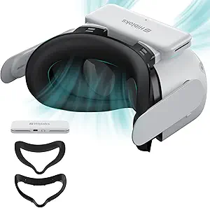 Hibloks Quest 2 Fan Cooling Mask for Meta/Oculus Quest 2 Accessories, Circulated Ventilation Eliminates Glasses Fogging Defogger (Soft Lycra Cotton Mask)
