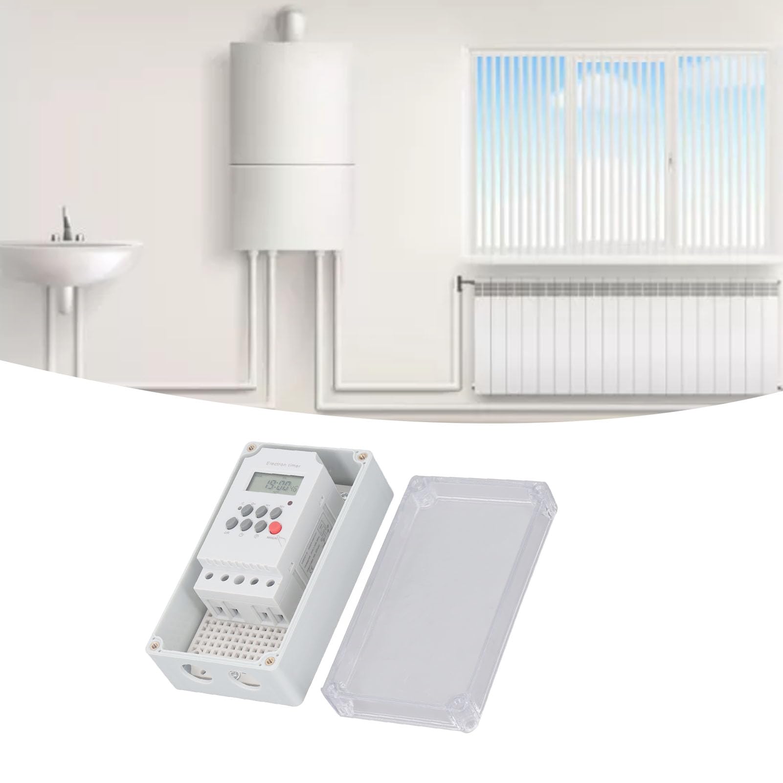 Schwimmbadpumpen-Timer, wasserdichte Digitale Timer-Box, Programmierbarer Zeitsteuerungsschalter für Heizungs-Spa-Motor (Wechselstrom .220V)