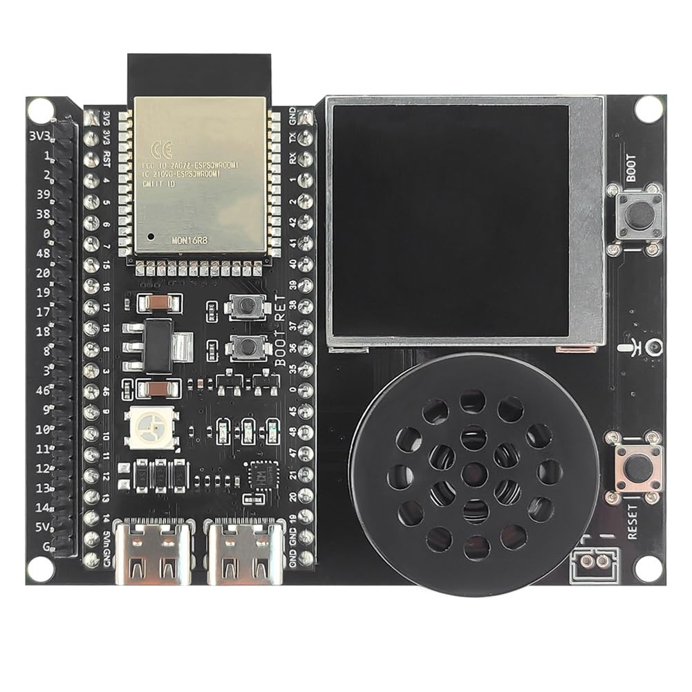 ESP32 S3 N16R8 Development Board with 1.54 Inch TFT Display Speaker Expansion Adapter Kit and Type-C Wifi Module for DIY AI