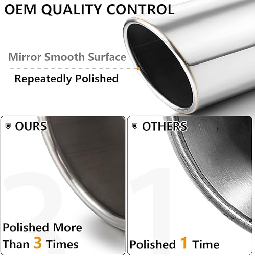 Miniatura 3 de A-KARCK Punta de escape de 4 pulgadas de entrada a 6 pulgadas de salida, 12 pulgadas de longitud total, punta de tubo de escape pulido con diseño de