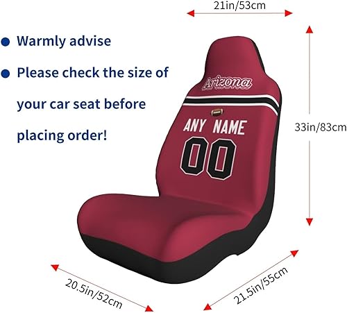 Miniatura 7 de Fundas de asiento de coche de fútbol personalizadas, accesorios personalizados para automóvil, regalos de Arizona con nombre y número, funda