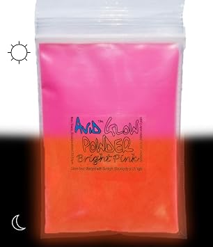 Hot Pink Glow Powder-2.9oz 80g Fluorescent Pink in Daylight/Red Orange Glow in The Dark Pigment for Resin, Slime, Nail Polish, Paints, Coatings, Acrylic