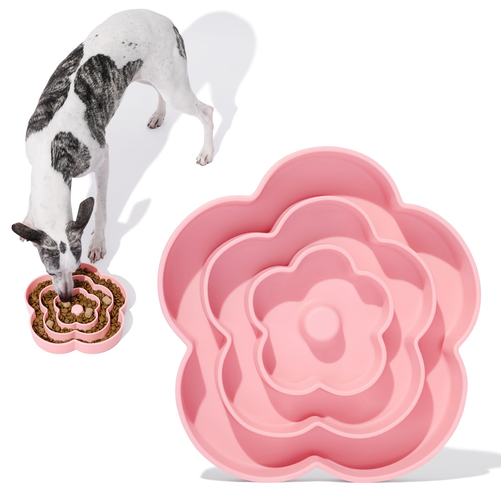 VETRESKA Slow Feeder Dog Bowls, Silicone Dog Puzzle Bowl for Healthy Eating, Puppy Slow Feeder Bowl Anti-Choking, Flower Bowls Ideal for Large Breed/Medium/Small Dogs & Cat