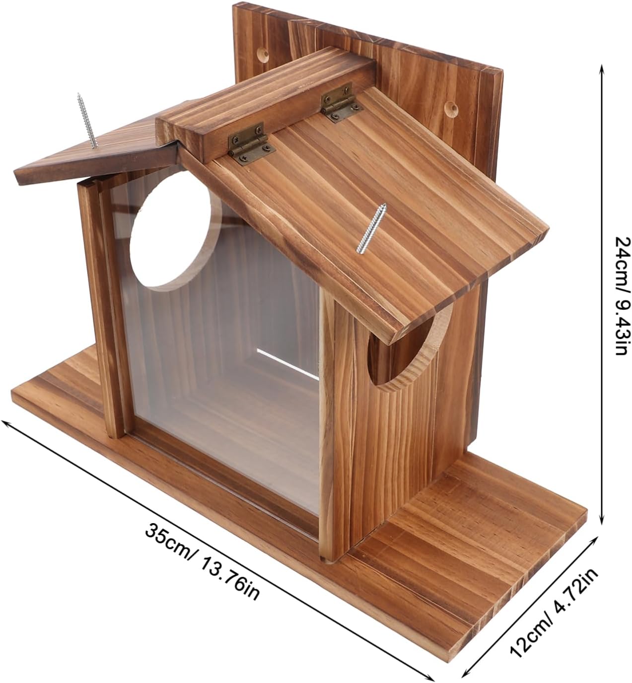Wooden Squirrel Feeder for Garden Outdoor Hamster Food Box Storage Holder Design for Weather Easy to Clean and Refill Attracts Backyard Squirrels