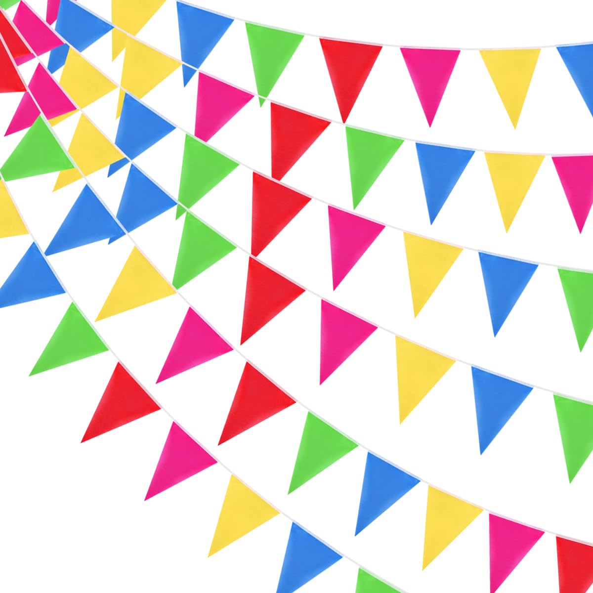 200M 400pcs Bunting Banner Party Decoration, Reusable Waterproof Triangle Flags Bunting, Supply for Indoor Outdoor Wedding Birthday Party Festival Decorations — image 1